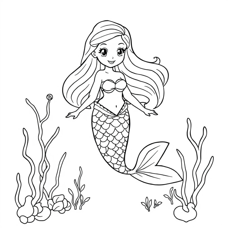 Mermaid Coloring Page
